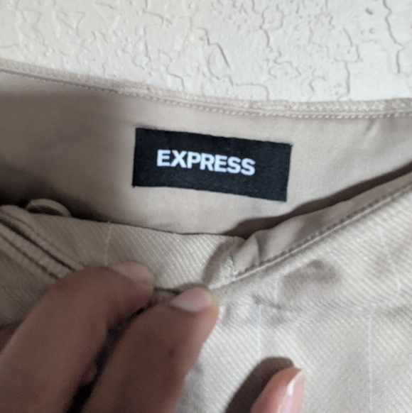 Express Women's Size 14R High Rise Ankle Beige Slim Straight Leg Dress Pants - Picture 5 of 13